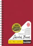 661670908302 Pentalic Sketch Book: Wirebound 8"X5.5" Red