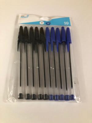 680087007453 Ballpoint Stick Pens: 10 Pack Blue/Black