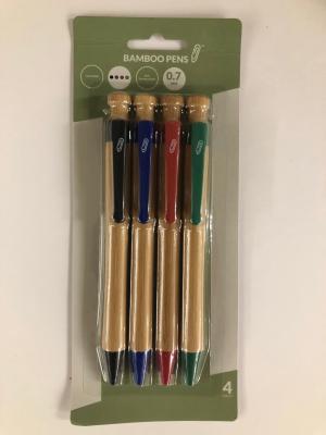 680087007521 Retractable Bamboo Ballpoint Pens: 4 Colour Pack