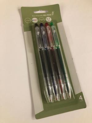 680087007583 Eco-Friendly Retractable Gel Pen: 4 Colour Pack